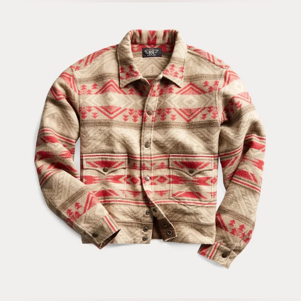RRL Ralph Lauren Tweed Wool Lined English Overshirt Jacket Men's Large L NWOT